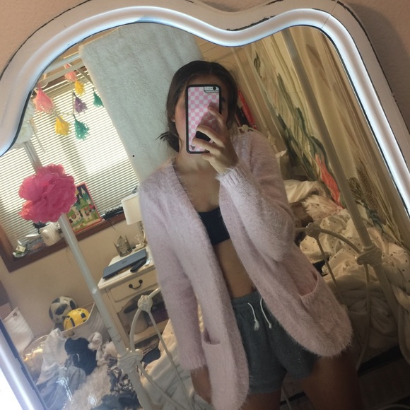 pink fuzzy cardigan - Picture 1 of 1